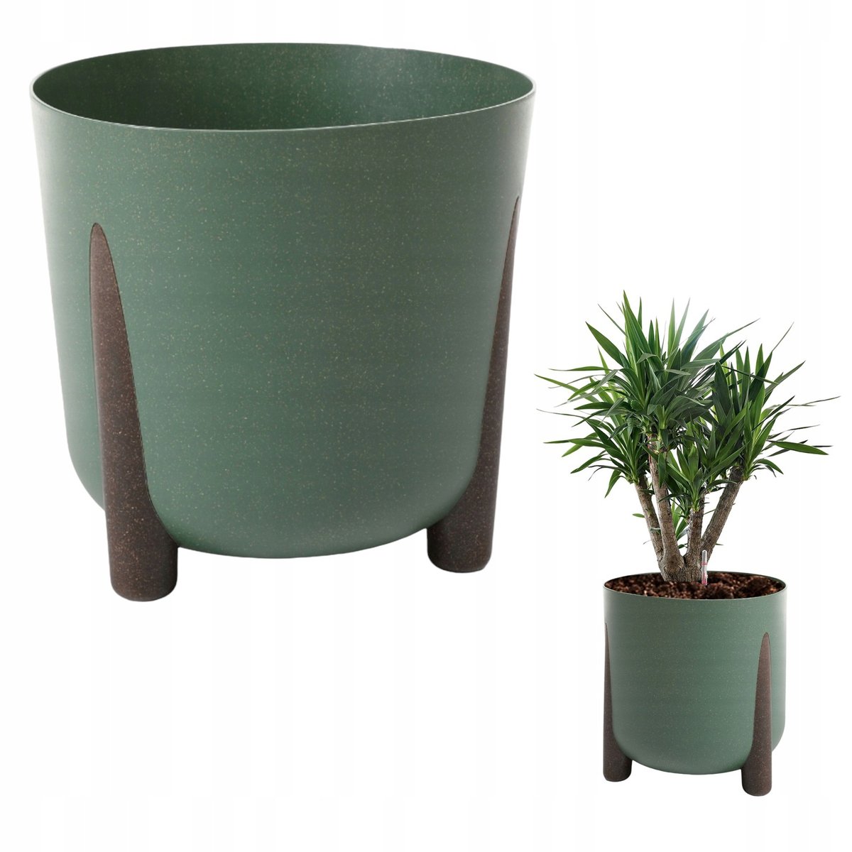 DONICZKA NA NÓŻKACH DONICA 33CM ZIELONA H32 CM OGRODOWA DUŻA KWIETNIK / Grando