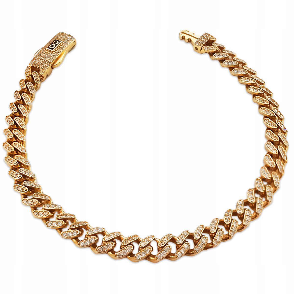 Elegancka złota bransoletka 585 zdobiona cyrkoniami i nieskończonością 14k
