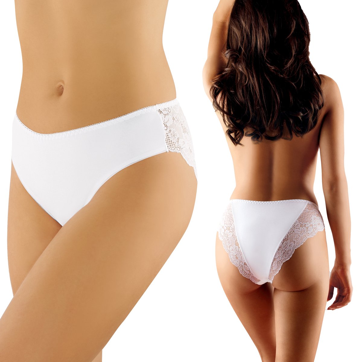 Majtki Babell 118 - Bawełna Koronka - BIAŁE - S