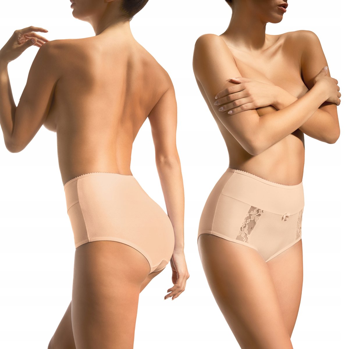 Majtki Babell 005 - Bawełna Koronka - BEŻOWE - 3XL