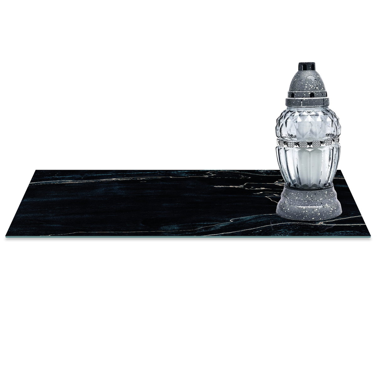 SZKLANA PODSTAWKA POD ZNICZE z dedykacją 60x20cm Marmur 36c