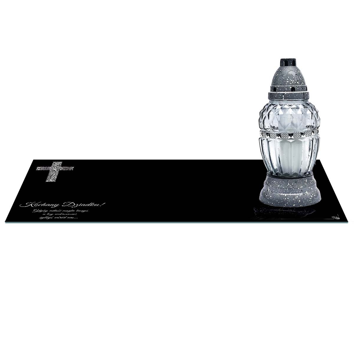 SZKLANA PODSTAWKA POD ZNICZE 60x20cm 561c Dziadku