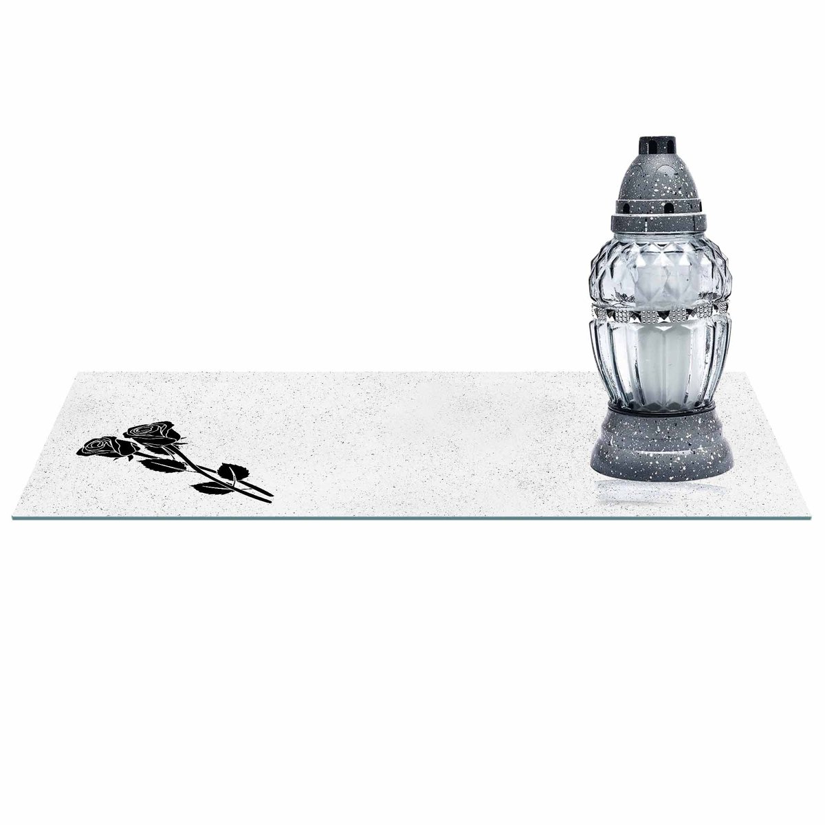 SZKLANA PODSTAWKA POD ZNICZE z dedykacją 60x20cm 493c