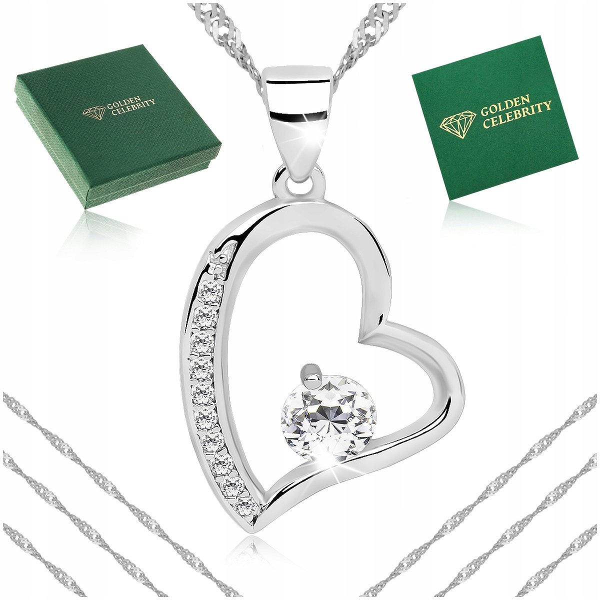 Srebrny Naszyjnik Serce Próba 925 Prezent Dla Babci, Kobiety, Żony, Mamy