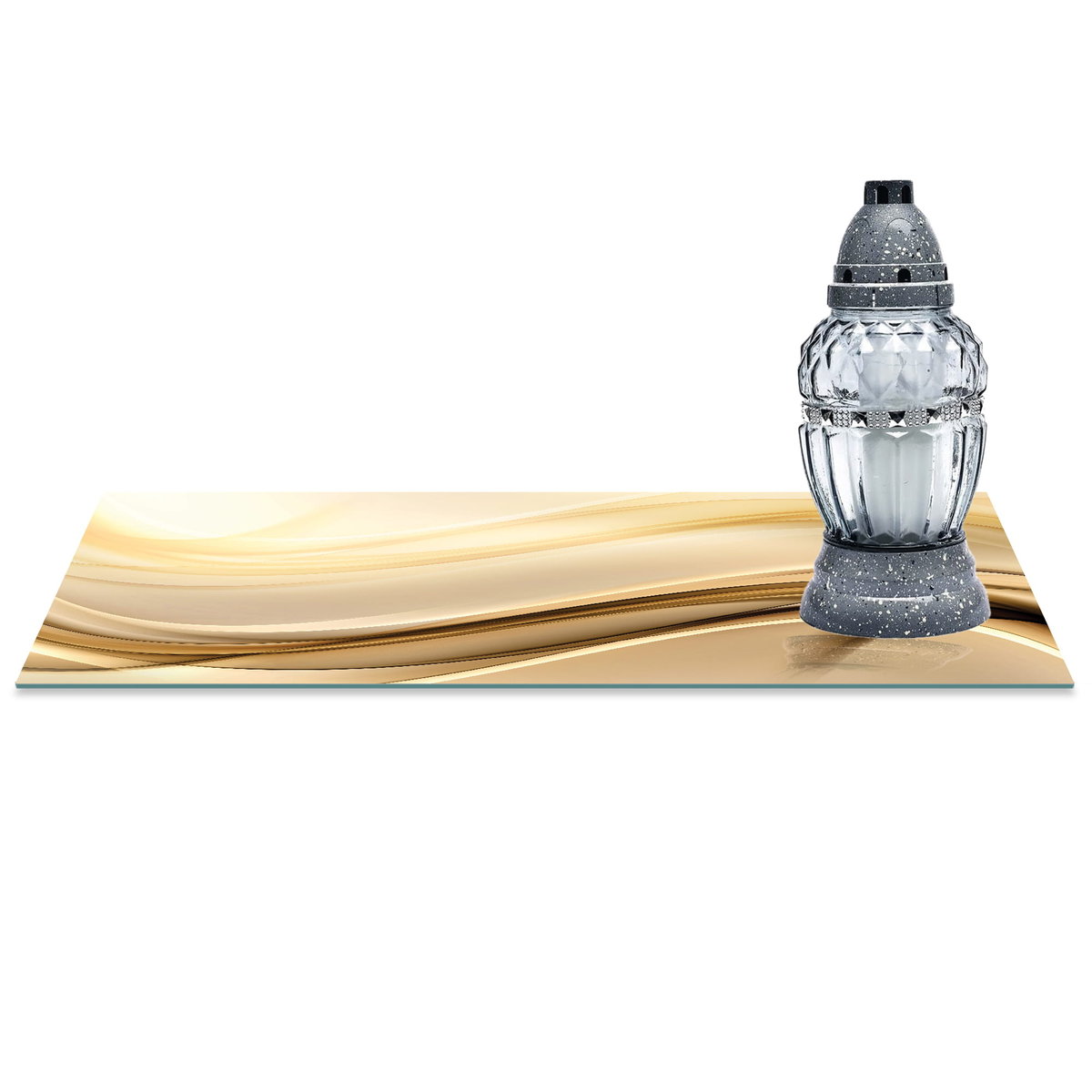 SZKLANA PODSTAWKA POD ZNICZE z dedykacją 60x20cm Fala 195c