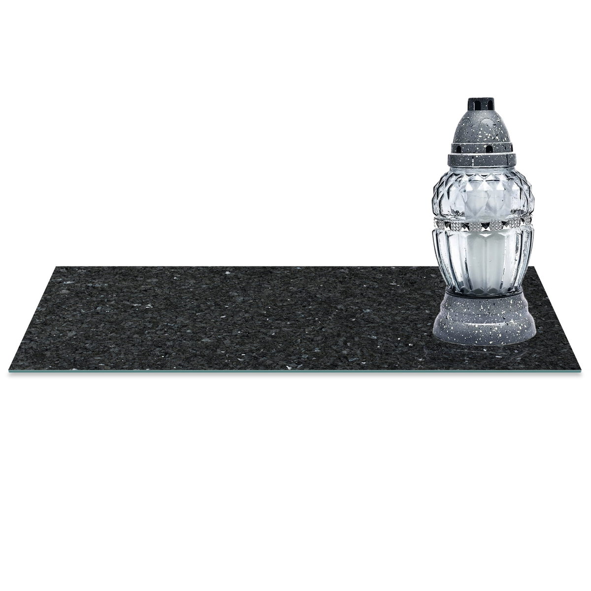 SZKLANA PODSTAWKA POD ZNICZE z dedykacją 60x20cm Asfalt 318c