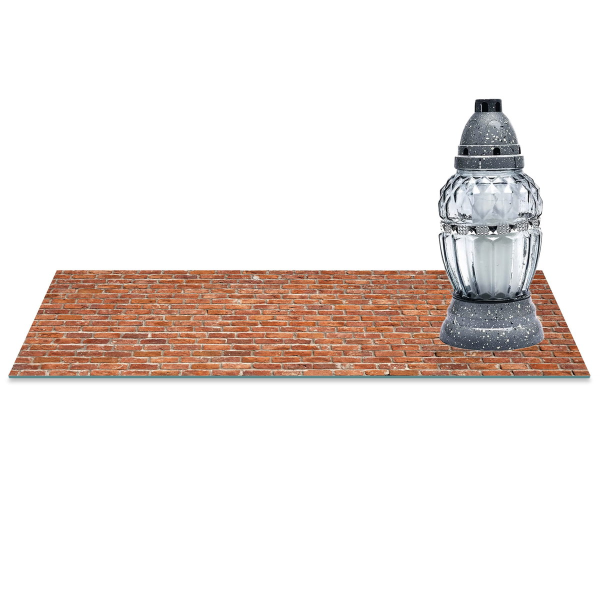SZKLANA PODSTAWKA POD ZNICZE z dedykacją 60x20cm Rudy mur 100c
