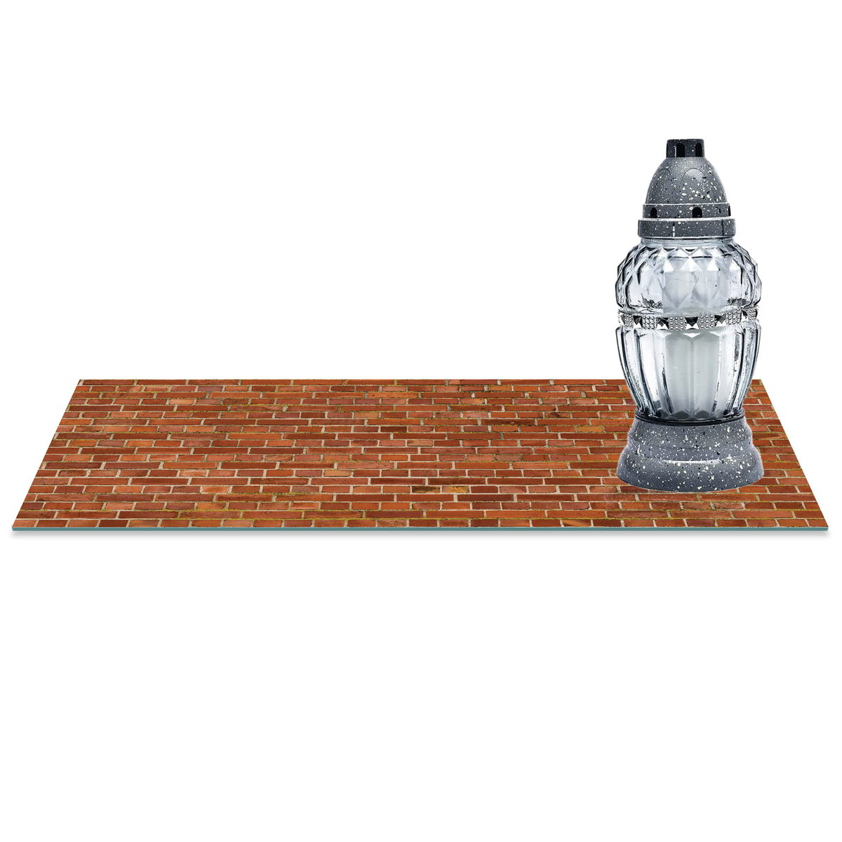 SZKLANA PODSTAWKA POD ZNICZE z dedykacją 60x20cm Rudy mur 193c