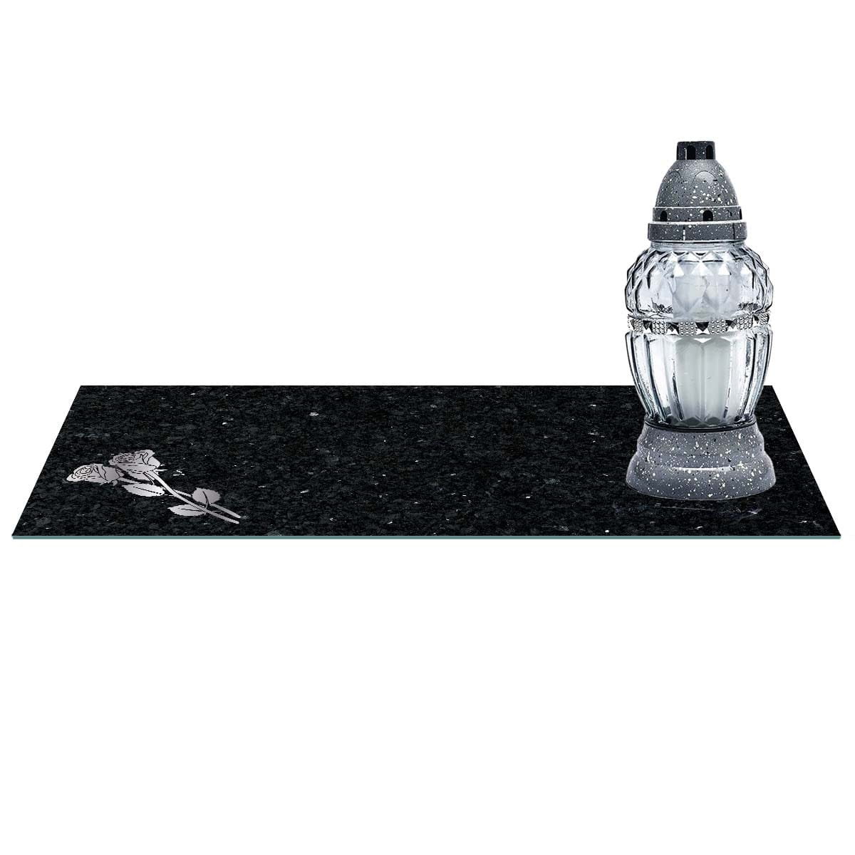 SZKLANA PODSTAWKA POD ZNICZE z dedykacją 60x20cm róża marmur 568c