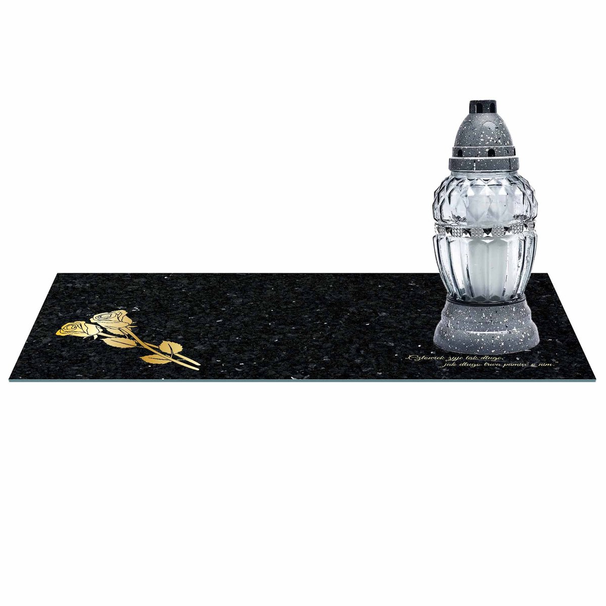 SZKLANA PODSTAWKA POD ZNICZE 60x20cm 492c + napis