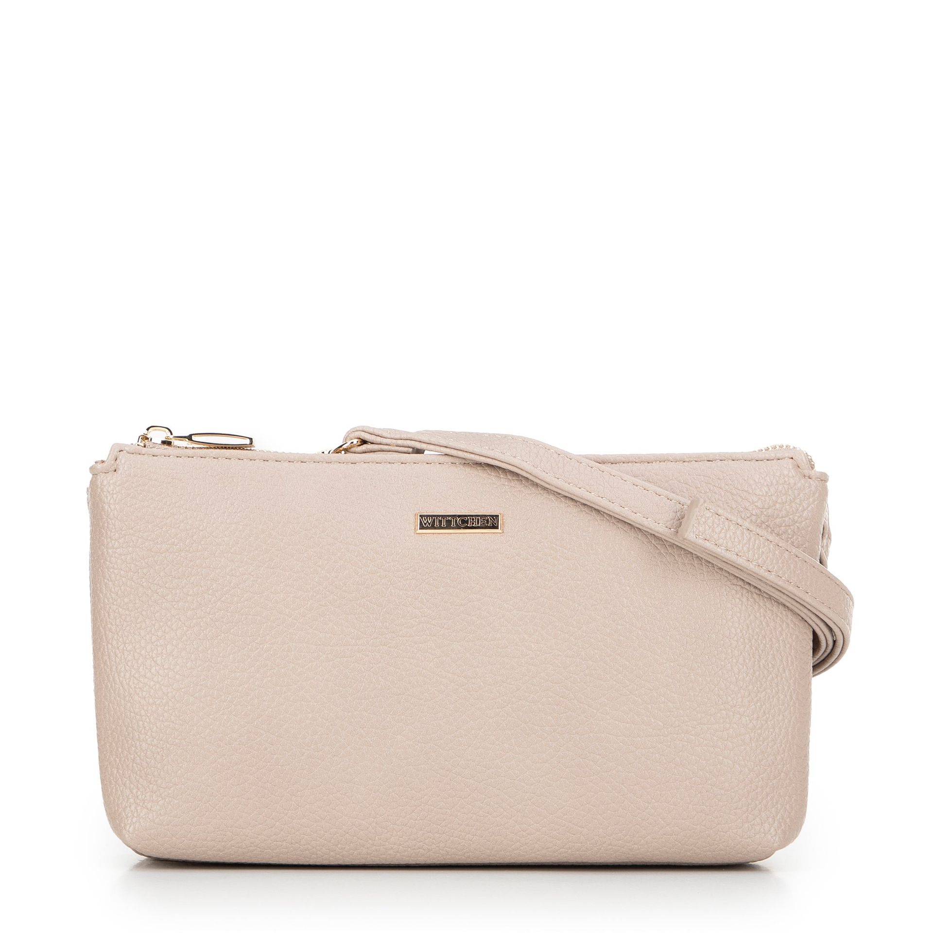 Crossbody z ekoskóry dwukomorowa beżowo - szara