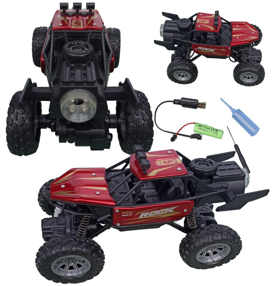 Samochód Zdalnie Sterowany METAL RED generator pary DYMIĄCY DYMI autko auto czerwony 19x13x13