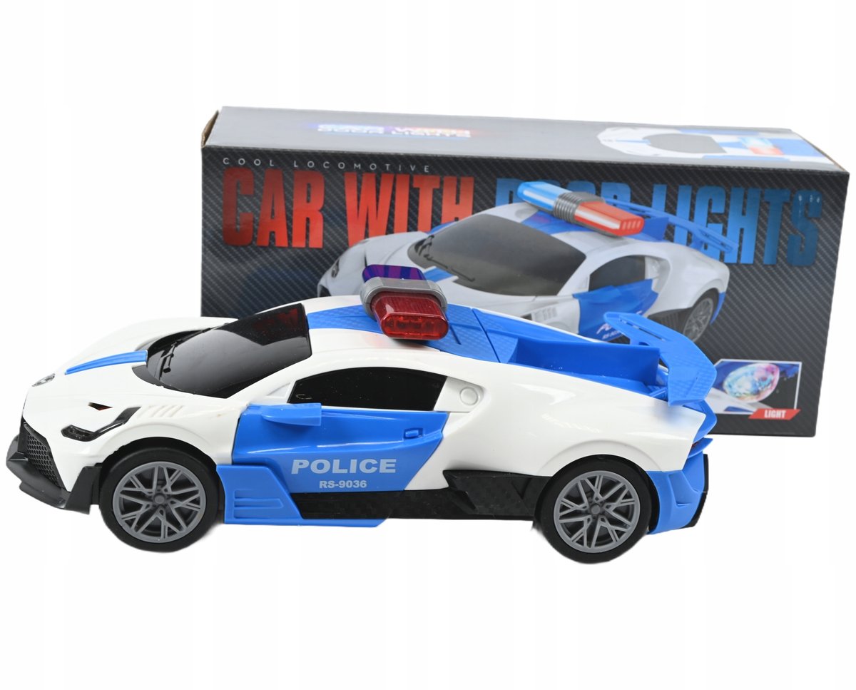 RADIOWÓZ POLICJA SAMOCHÓD NA BATERIE AUTO Z NAPĘDEM ŚWIATŁO DŹWIĘK JEŹDZI