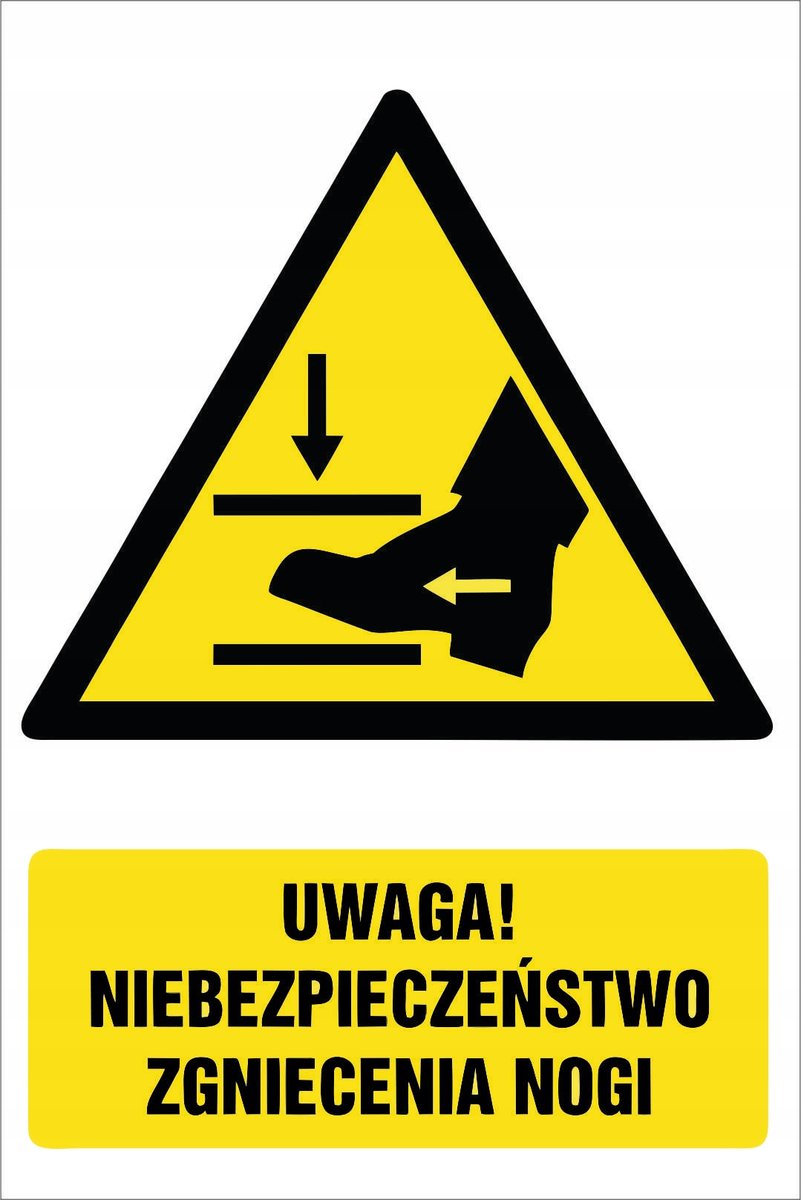 Naklejka Uwaga niebezpieczeństwo zgniecenia nogi 30x42cm