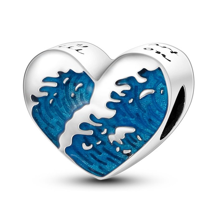 Charms Zawieszka SREBRO 925 koralik do PANDORA Serce Fale Morze Ocean