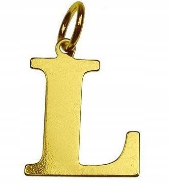 Literka L duża złota zawieszka literka litera srebro 925 pokryte 24K złotem