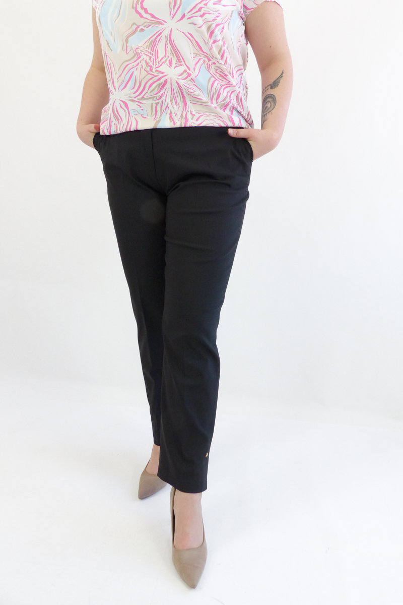 Czarne Eleganckie Długie Spodnie Damskie 46