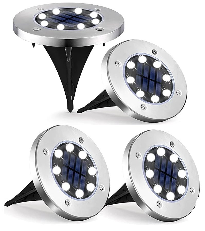 Lampa solarna disk light lampki 8 + 4 LED RGB
