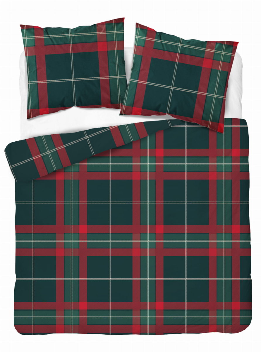 Pościel satyna bawełniana 220x200 świąteczna krata
