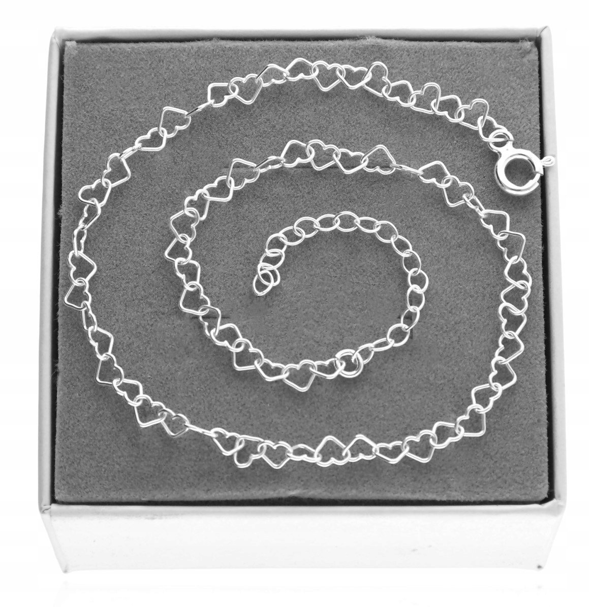 Bransoletka srebrna na rękę serduszka serca srebro 925 17 cm + regulacja