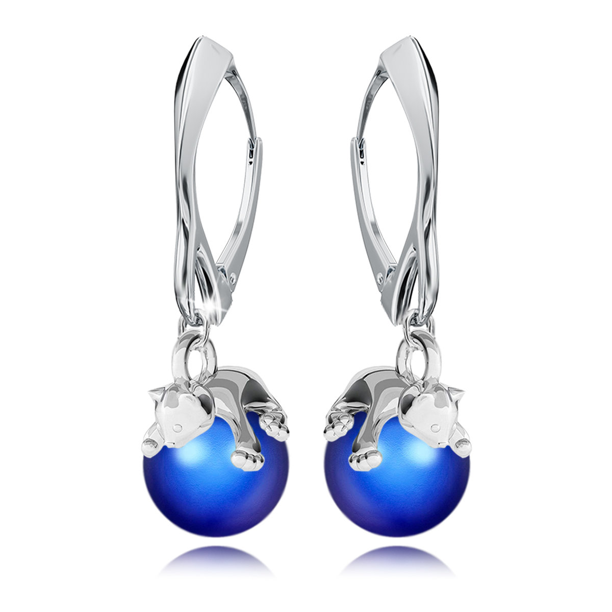 Kolczyki Srebrne Piękne  Perły Kotki Wiszące Biżuteria Ślubna Rocznica Prezent Dla Kobiety Mamy Dziewczyny Walentynki Święta Imieniny Urodziny 925