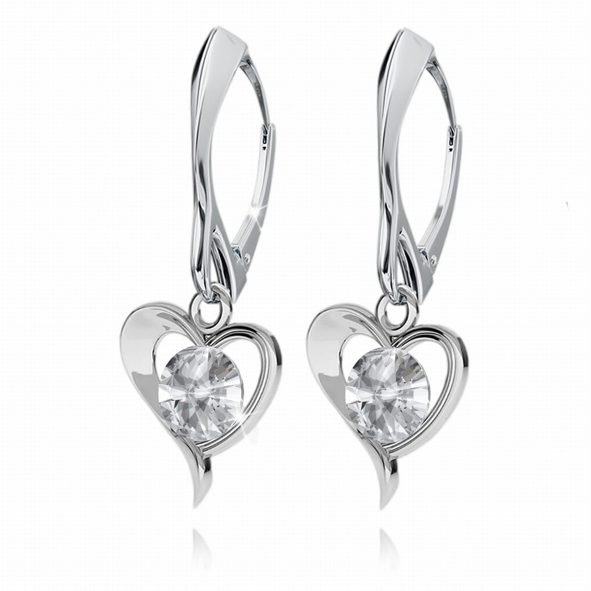 Kolczyki Srebrne Piękne Serca Wiszące Biżuteria Ślubna Rocznica Prezent Dla Kobiety Mamy Dziewczyny Walentynki Święta Imieniny Urodziny 925