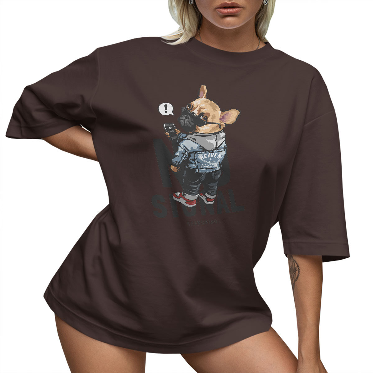T-SHIRT OVERSIZE LUŹNA KOSZULKA BULDOG M SUKIENKA JAKOŚĆ