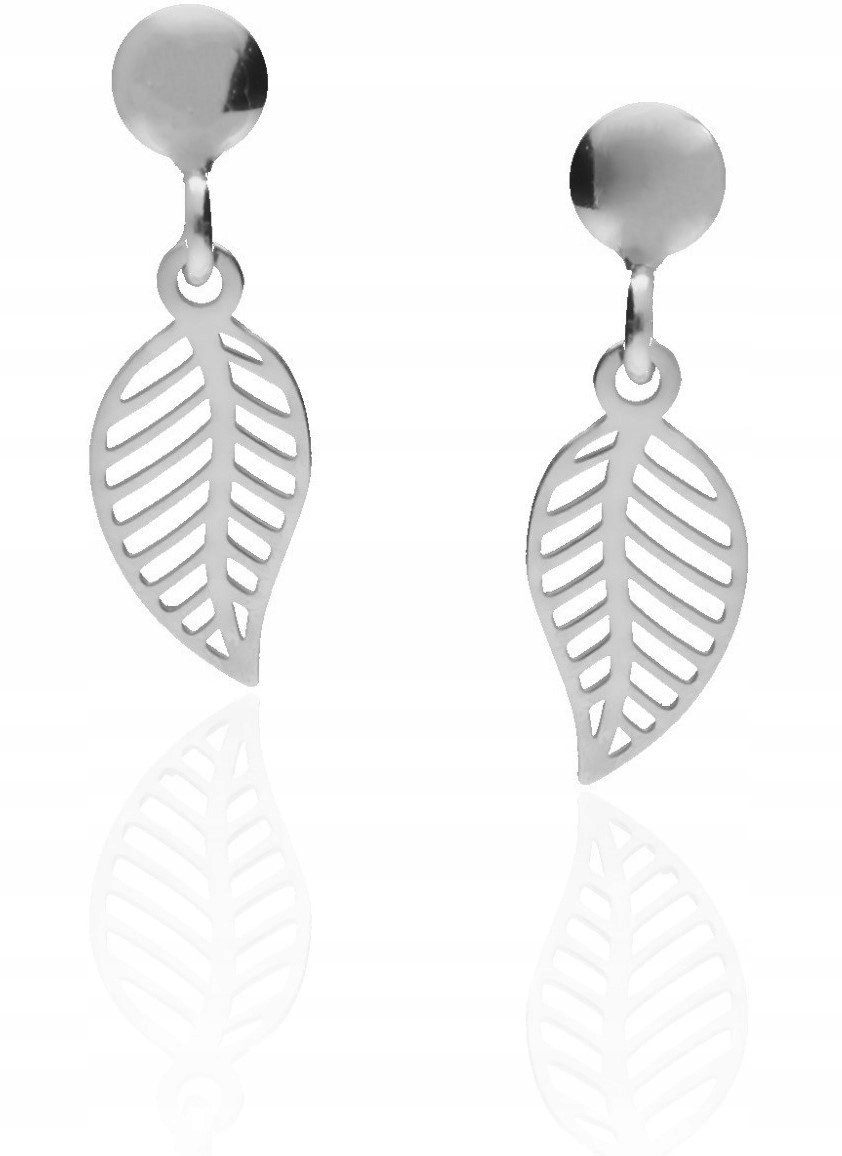 Srebrne kolczyki wiszące ażurkowe listki listeczki srebro 925