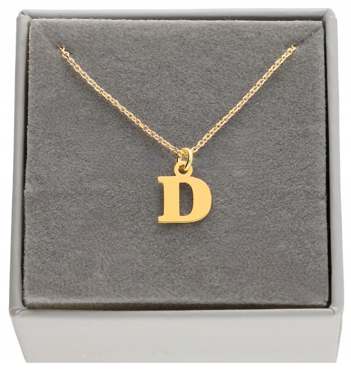 Złoty Naszyjnik łańcuszek z literką litera literka D srebro 925 40 cm