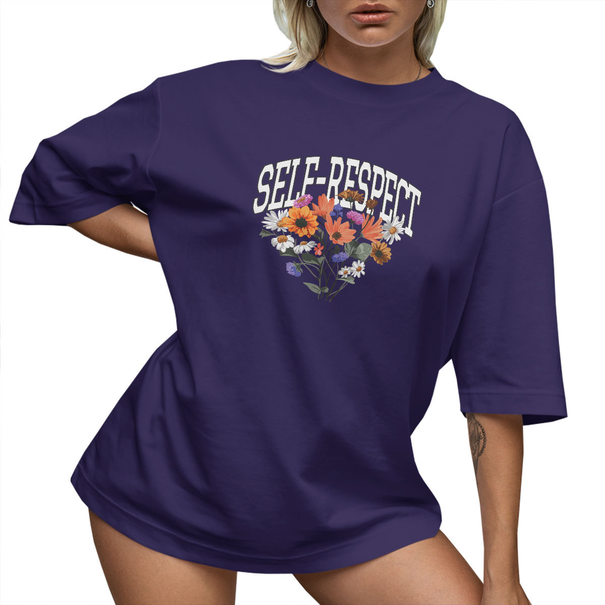 T-SHIRT OVERSIZE LUŹNA KOSZULKA KWIATY BASIC M SUKIENKA JAKOŚĆ