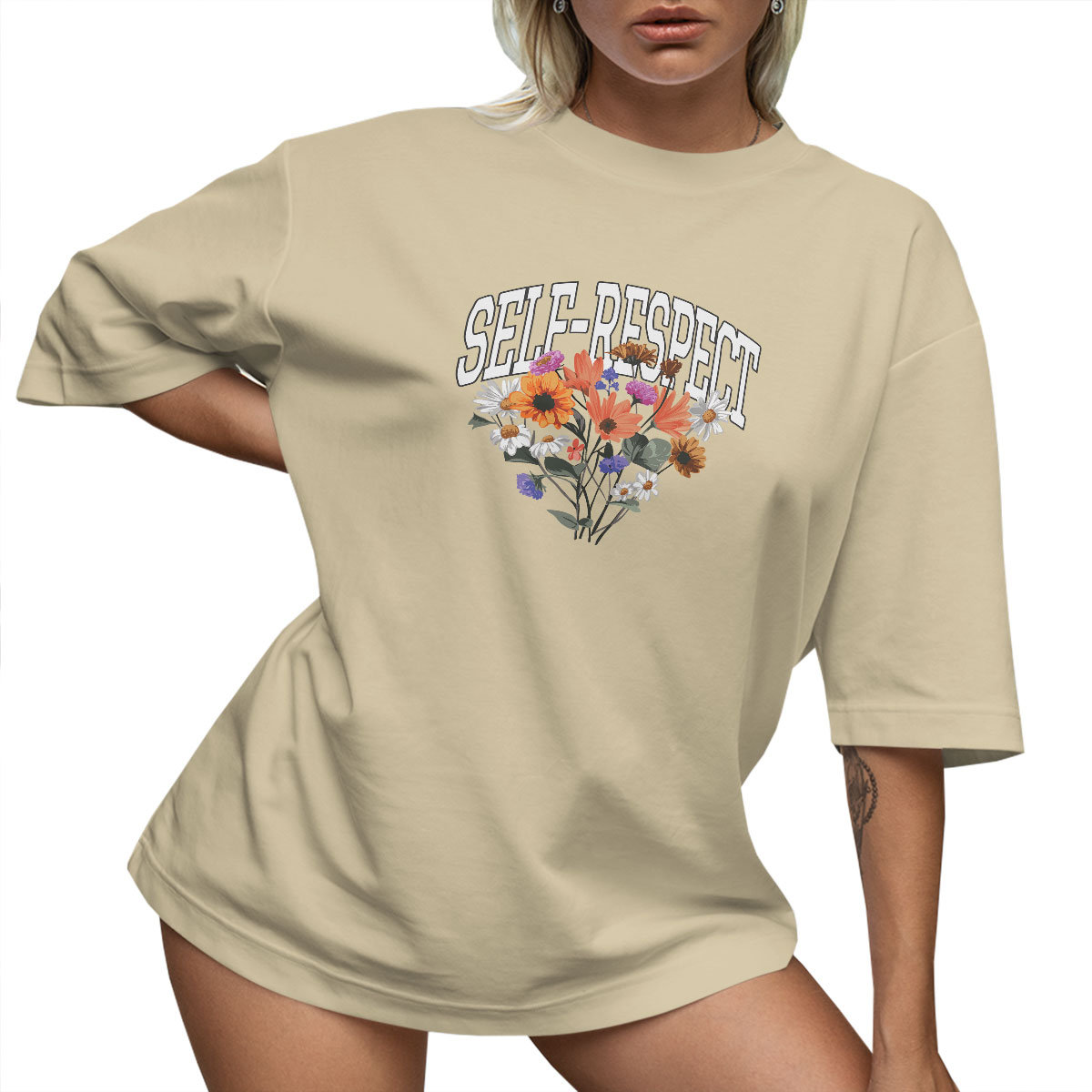 T-SHIRT OVERSIZE LUŹNA KOSZULKA KWIATY BASIC L SUKIENKA JAKOŚĆ