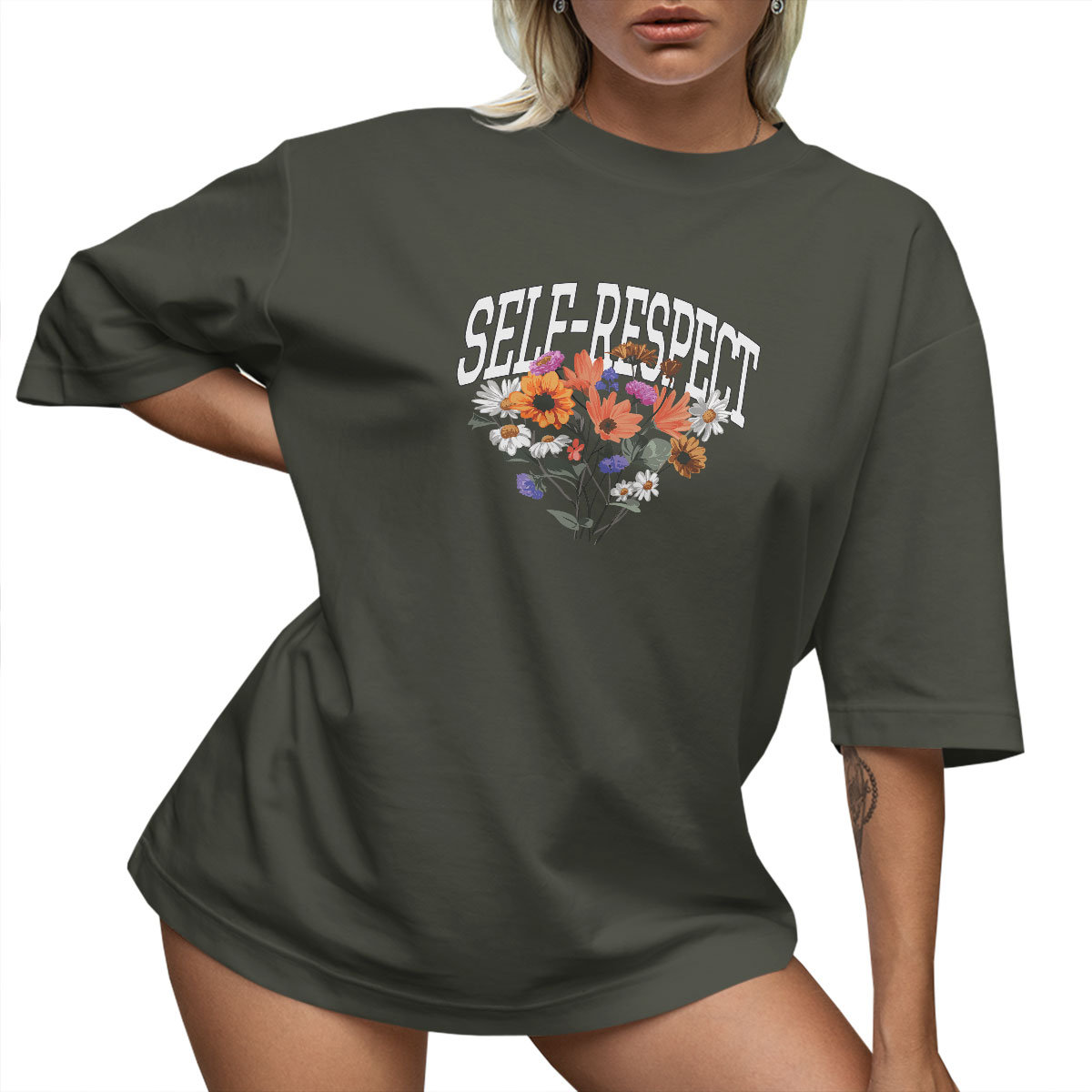 T-SHIRT OVERSIZE LUŹNA KOSZULKA KWIATY BASIC L SUKIENKA JAKOŚĆ
