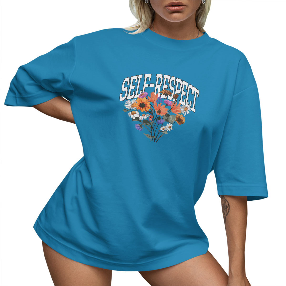 T-SHIRT OVERSIZE LUŹNA KOSZULKA KWIATY BASIC M SUKIENKA JAKOŚĆ