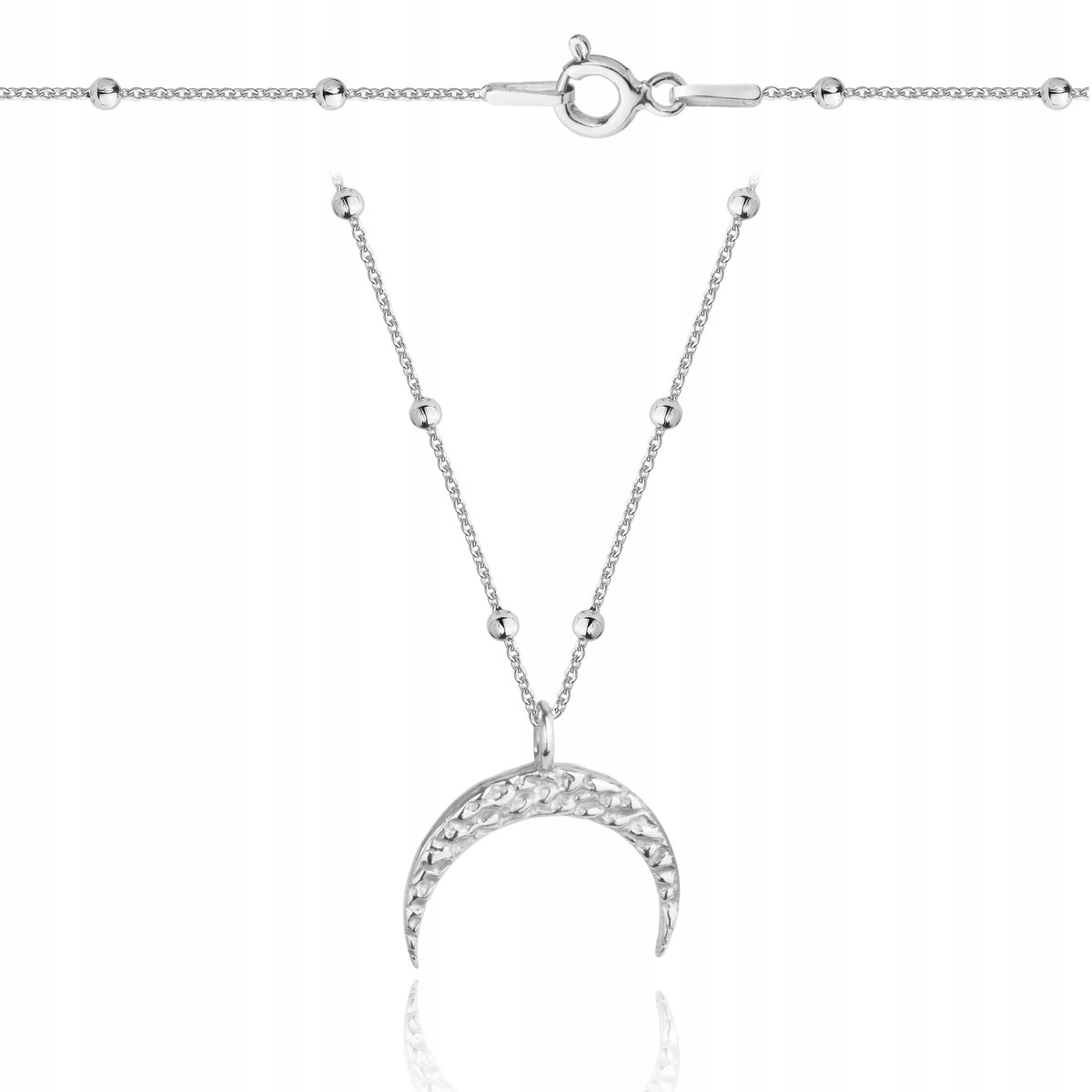 Srebrny naszyjnik kulkowy księżyc z księżycem srebro 925 50 cm