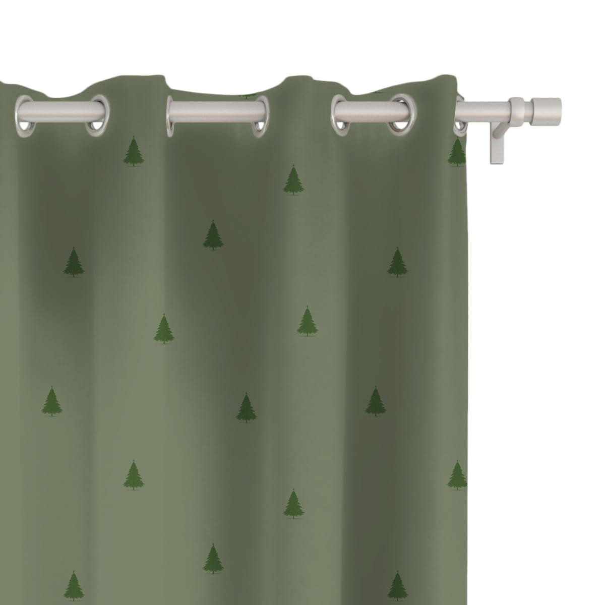 Zasłona XMAS wzór XM60 | Choinki na zielonym tle 150 x 150 cm tkanina zaciemniająca