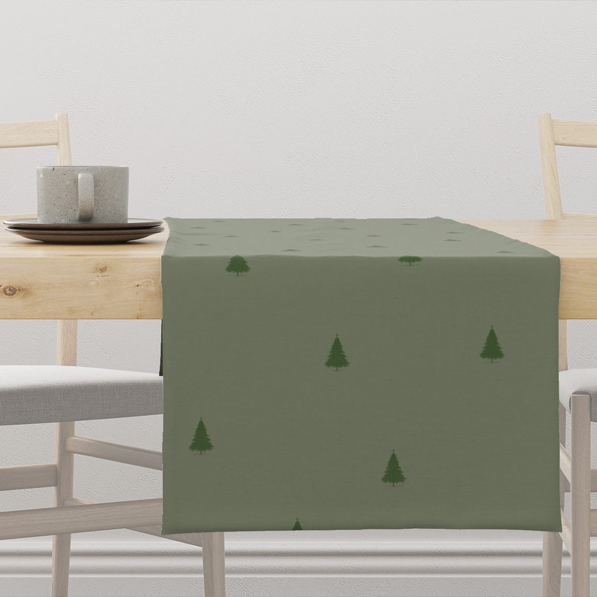 Bieżnik XMAS wzór XM60 | Choinki na zielonym tle 40 x 100 cm