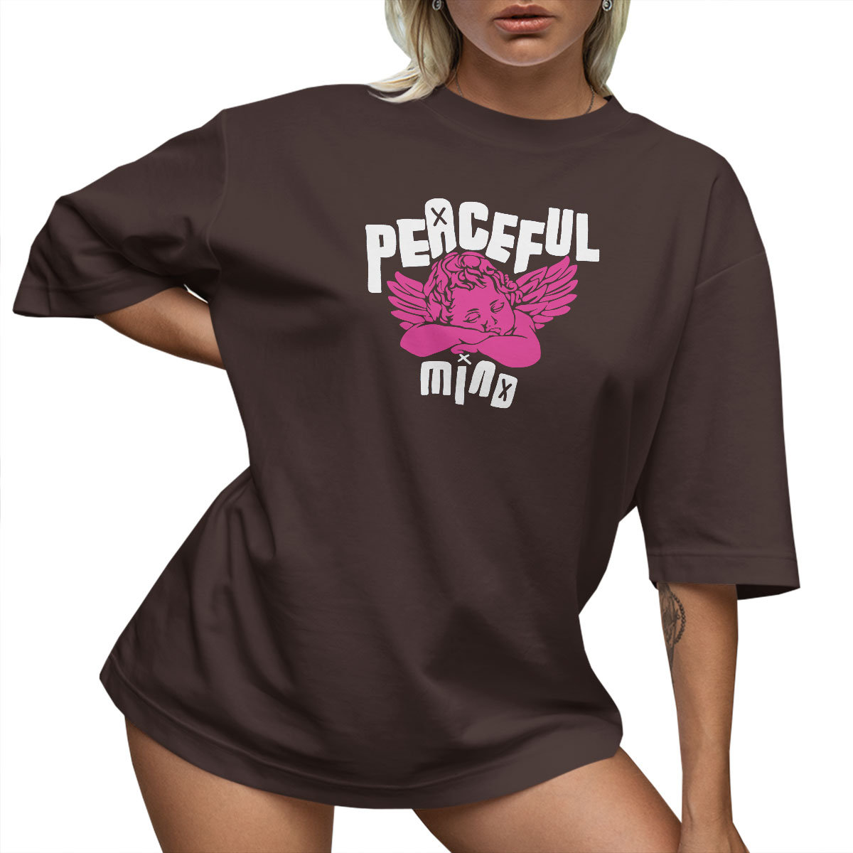 T-SHIRT OVERSIZE LUŹNA KOSZULKA NAPIS ANIOŁ XL SUKIENKA JAKOŚĆ