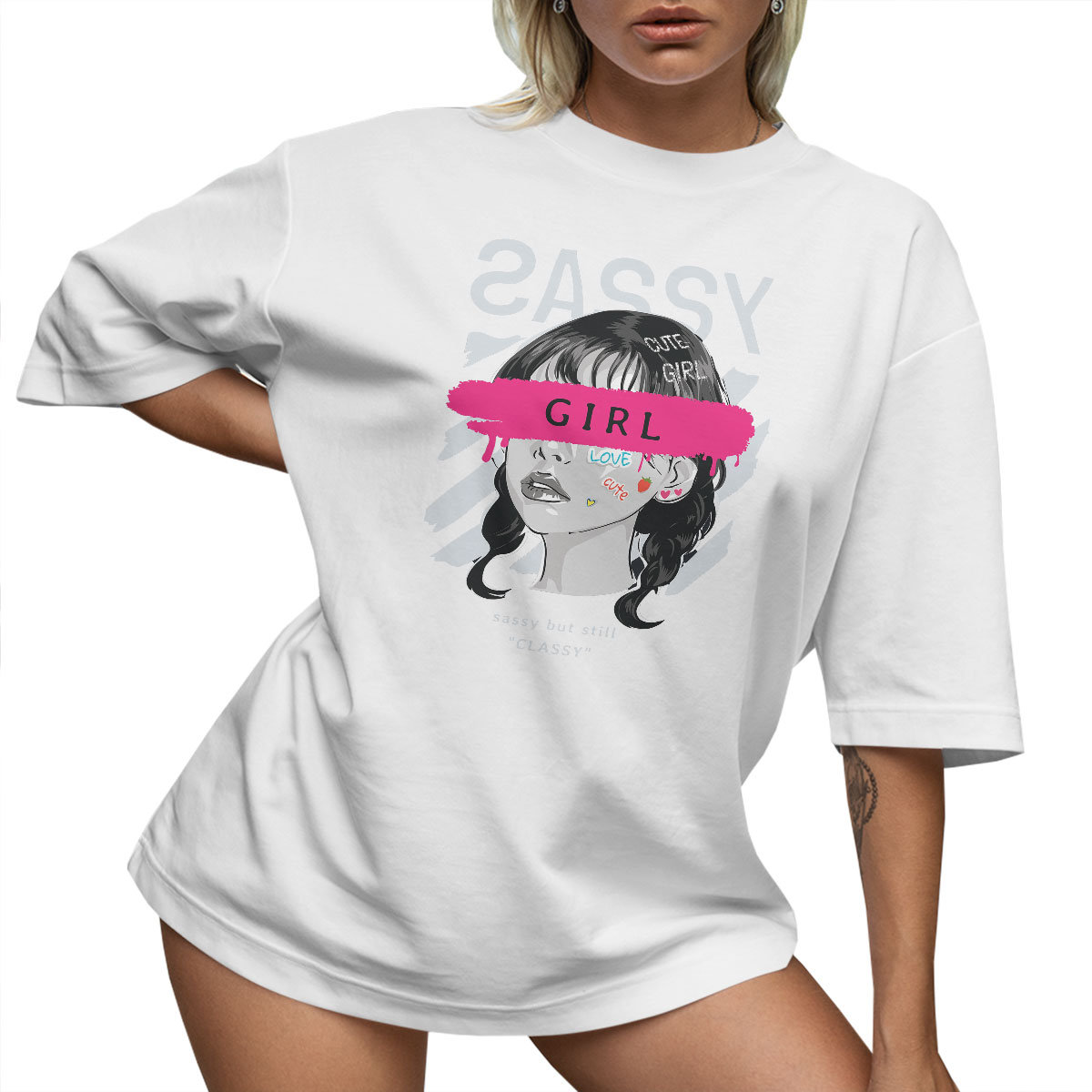 T-SHIRT OVERSIZE LUŹNA KOSZULKA NAPIS BASIC M SUKIENKA JAKOŚĆ