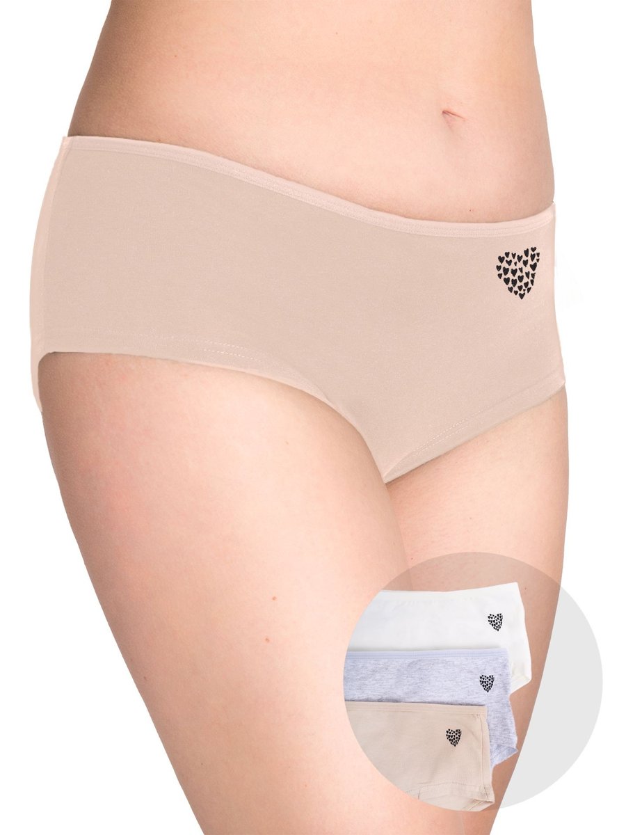 Figi damskie midi bawełniane serca 3PAK M YOCLUB
