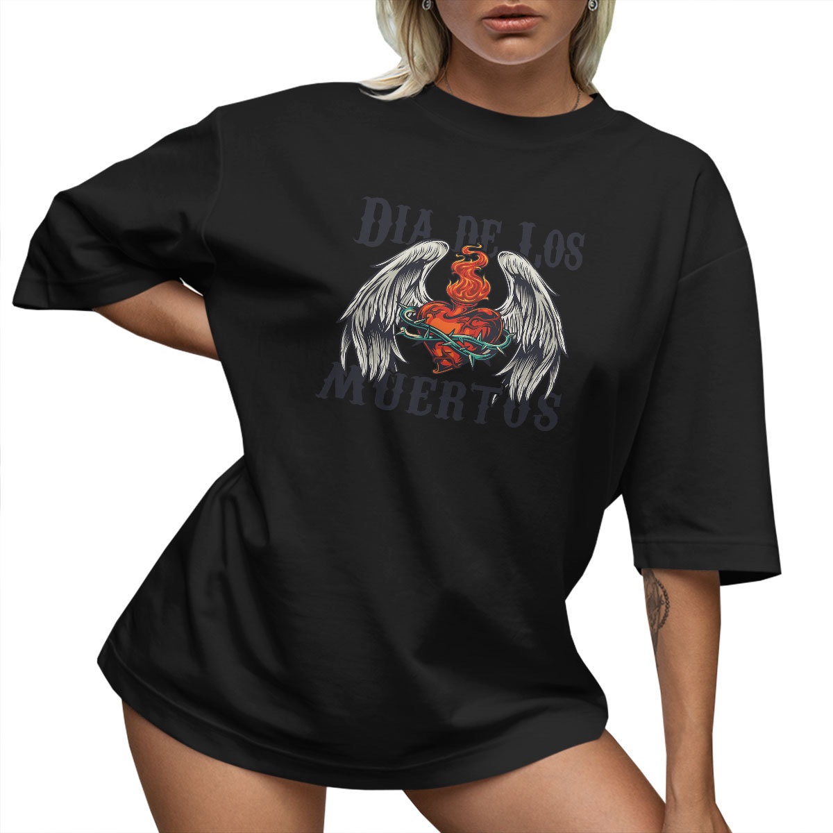 T-SHIRT OVERSIZE LUŹNA KOSZULKA LUŹNY SKRZYDŁA SERCE XXL SUKIENKA JAKOŚĆ