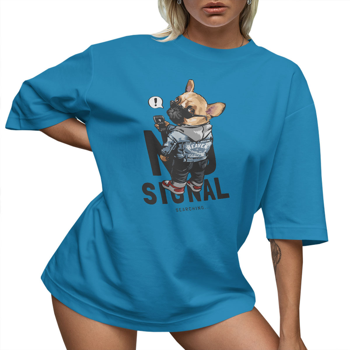 T-SHIRT OVERSIZE LUŹNA KOSZULKA BULDOG S SUKIENKA JAKOŚĆ