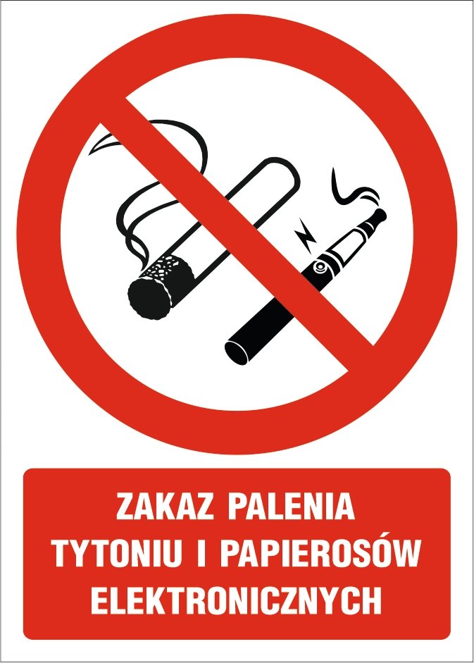 Naklejka Zakaz palenia tytoniu i papierosów elektronicznych 30x42cm