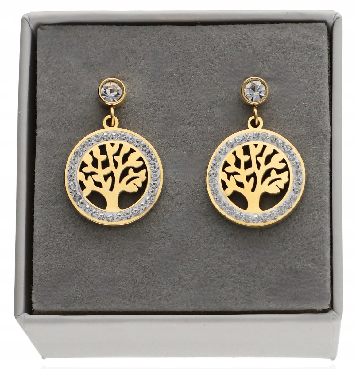 Złote kolczyki drzewo życia drzewko szczęścia stal chirurgiczna 316L