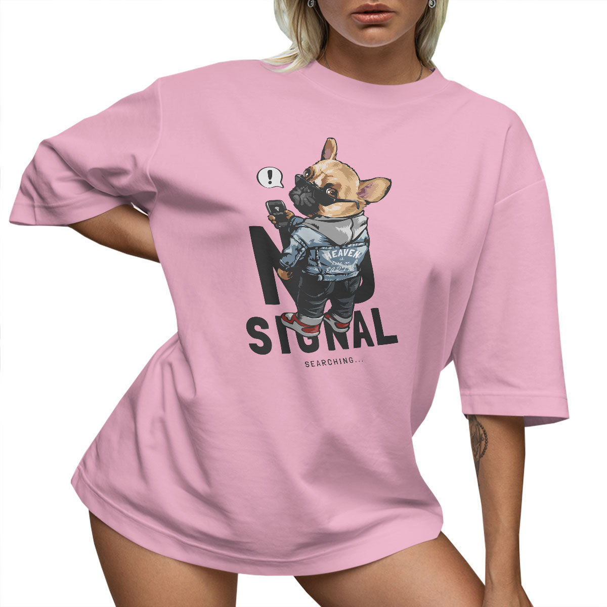 T-SHIRT OVERSIZE LUŹNA KOSZULKA BULDOG M SUKIENKA JAKOŚĆ