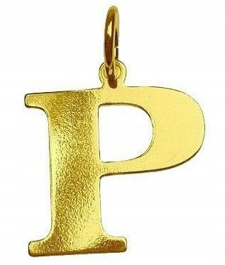 Literka P duża złota zawieszka litera P srebro 925 pokryte 24K złotem