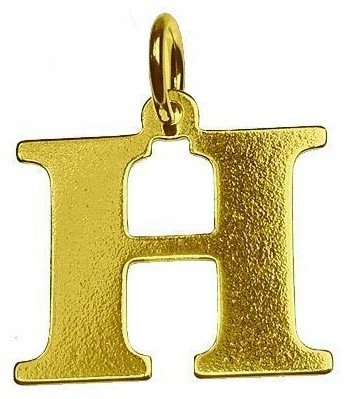 Duża złota zawieszka literka litera H srebro 925 pokryte 24K złotem