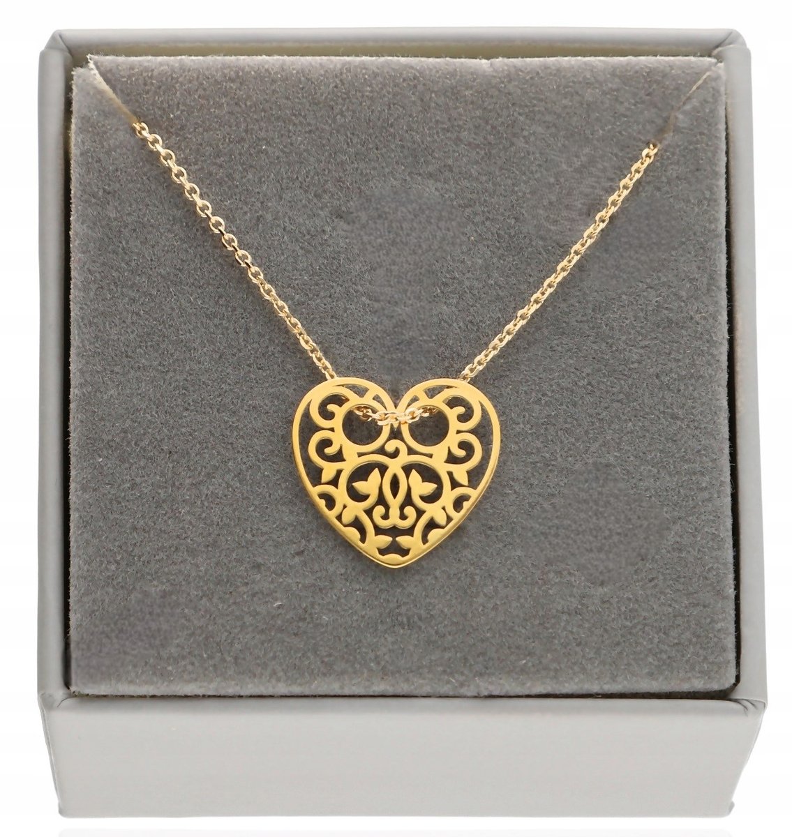 Złoty Naszyjnik SERCE AŻUR CELEBRYTKA srebro 925 pozłacane 45 cm