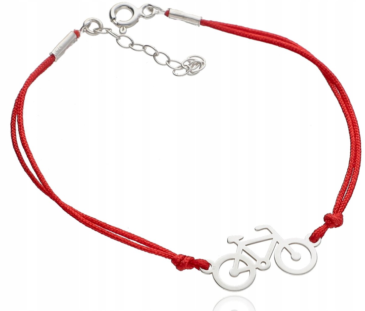 Srebrna bransoletka sznurkowa z rowerem rower rowerek SREBRO 925