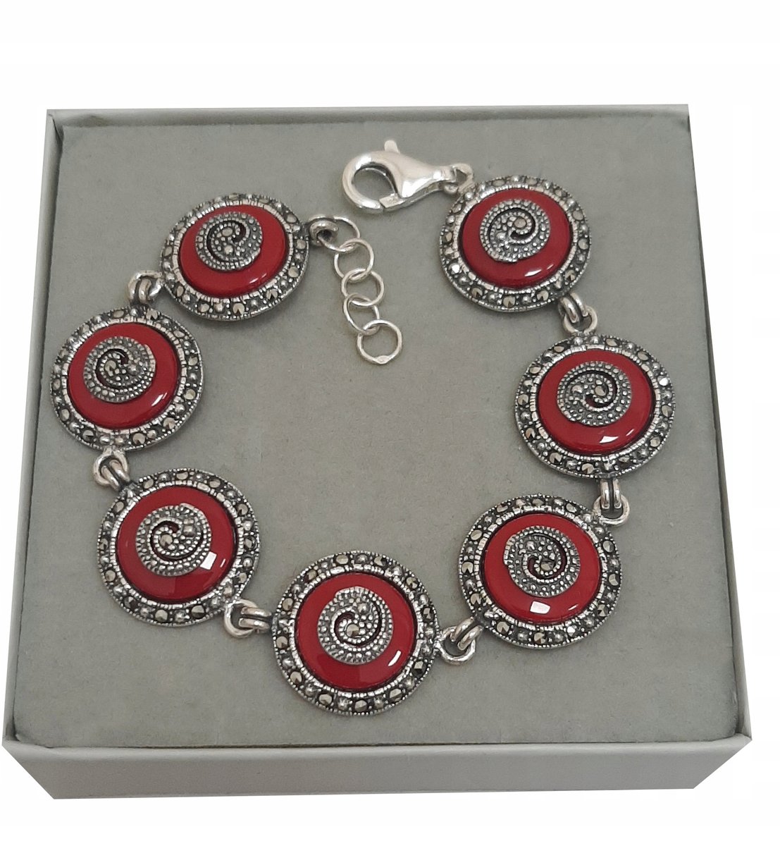 Srebrna bransoletka KORAL markazyty srebro 925