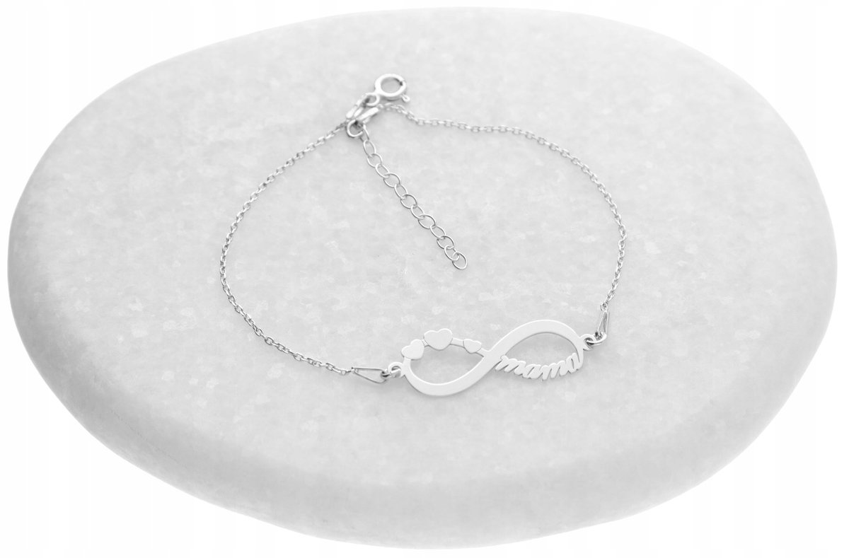 SREBRNA bransoletka infinity MAMA dla mamy 925